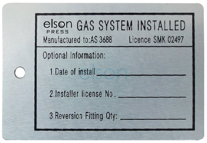 Image example of an Elson multilayer gas piping identification label 