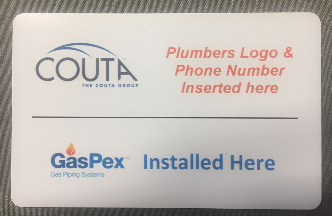 Image example of a GasPex multilayer gas piping identification label 