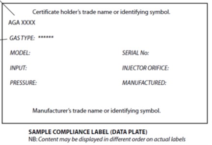 The Australian Gas Association- Compliance label